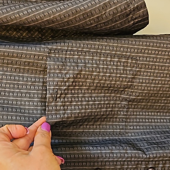 Bruno Suede Button Up Short Sleeve Shirt Gray Silver Size L Geometrical Shapes - Picture 5 of 7